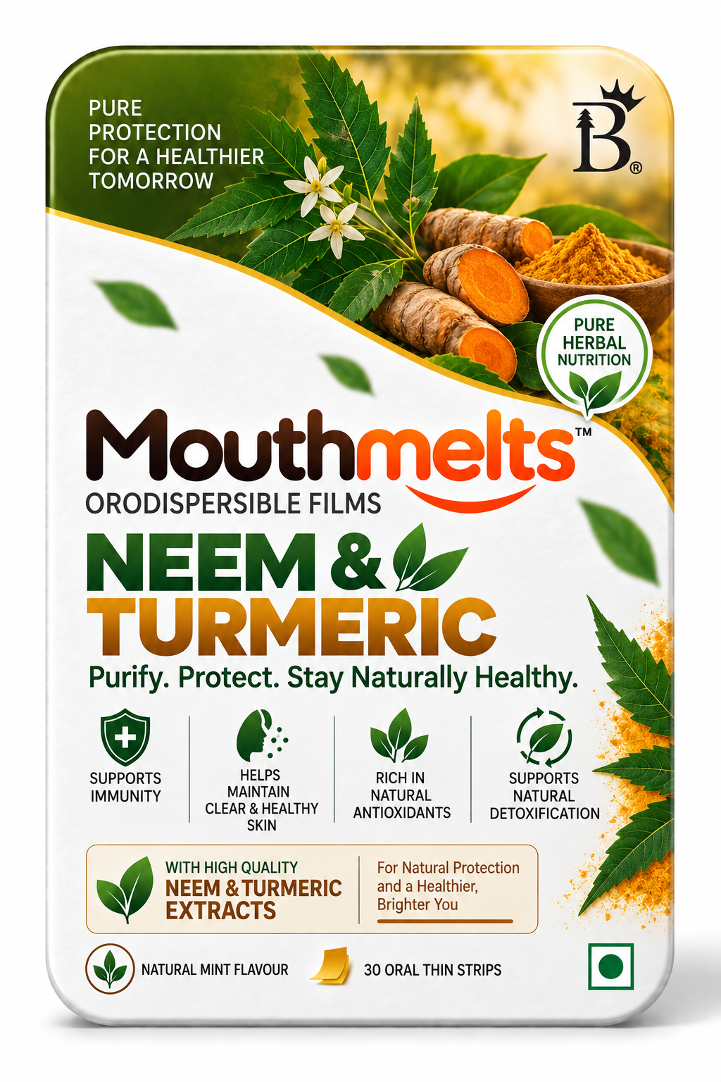 Mouthmelts Neem and Turmeric orodispersible films pack
